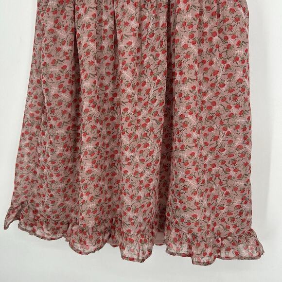 Dress Forum Mini Slip Dress Pink Ditsy Floral Ruffle Smocked Boho Y2K Size M - Picture 7 of 9